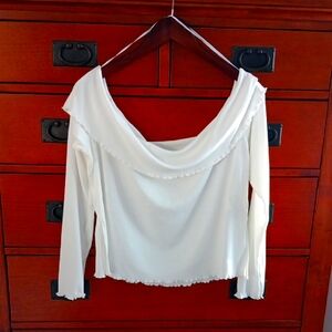 Divided Ribbed Off The Shoulder Top